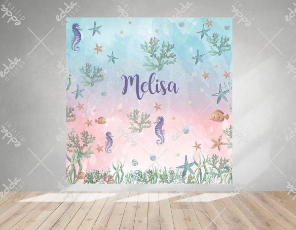 Deniz Altı Temalı Kare Doğum Günü Afişi