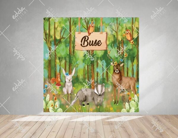 Safari Orman Temalı Doğum Günü Afişi