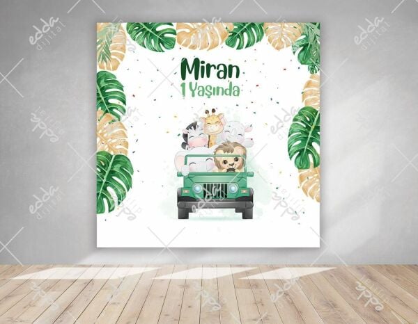 Safari Temalı Doğum Günü Afişi