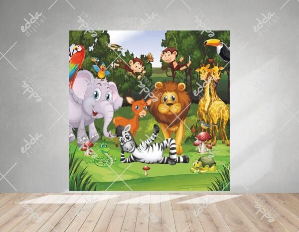 Safari Konsept Özel Tasarım Kare Doğum Günü Afişi