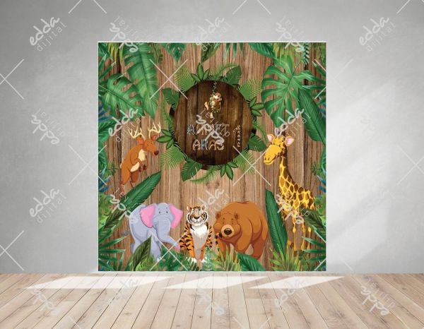 Safari Temalı Doğum Günü Afişi