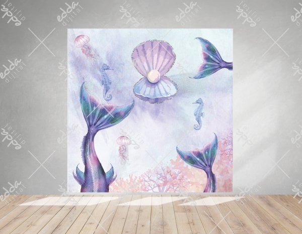 Deniz Kızı Konsept Renkli Doğum Günü  Afişi