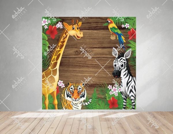 Safari Hayvanları  Temalı  Parti  Afişi