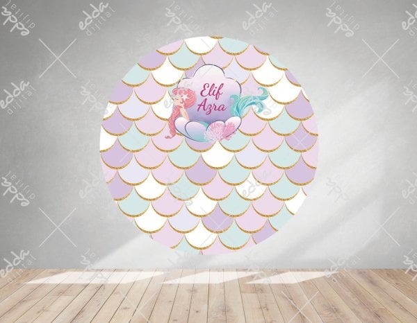 Deniz Kızı Konsept Pembe Renkli Doğum Günü Afişi