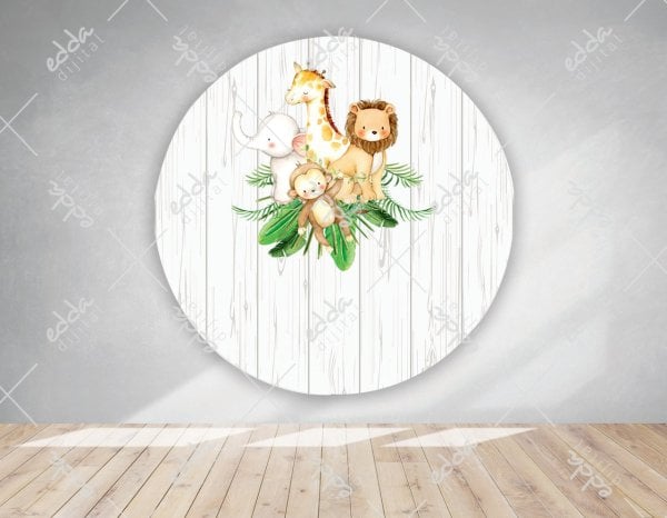 Safari ve Yaprak Temalı Doğum Günü Afişi