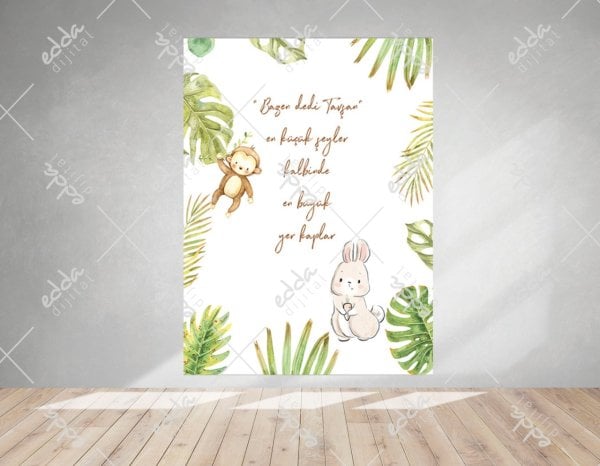 Safari Temalı Kişiye Özel Tasarım Doğum Günü Afişi