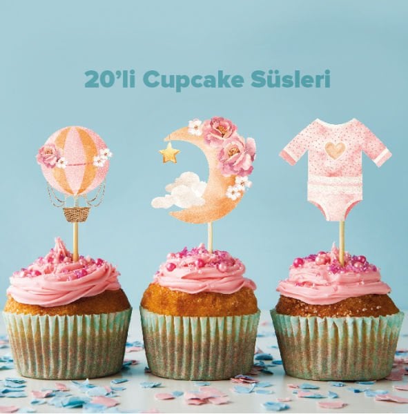 Baby Shower Konseptli Cupcake Süsü