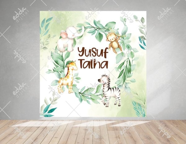 Yuvarlak Yaprak İçerisinde Safari Afiş