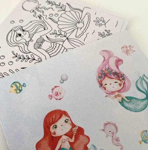 Deniz Kızı Figürleri Boyama Kartları