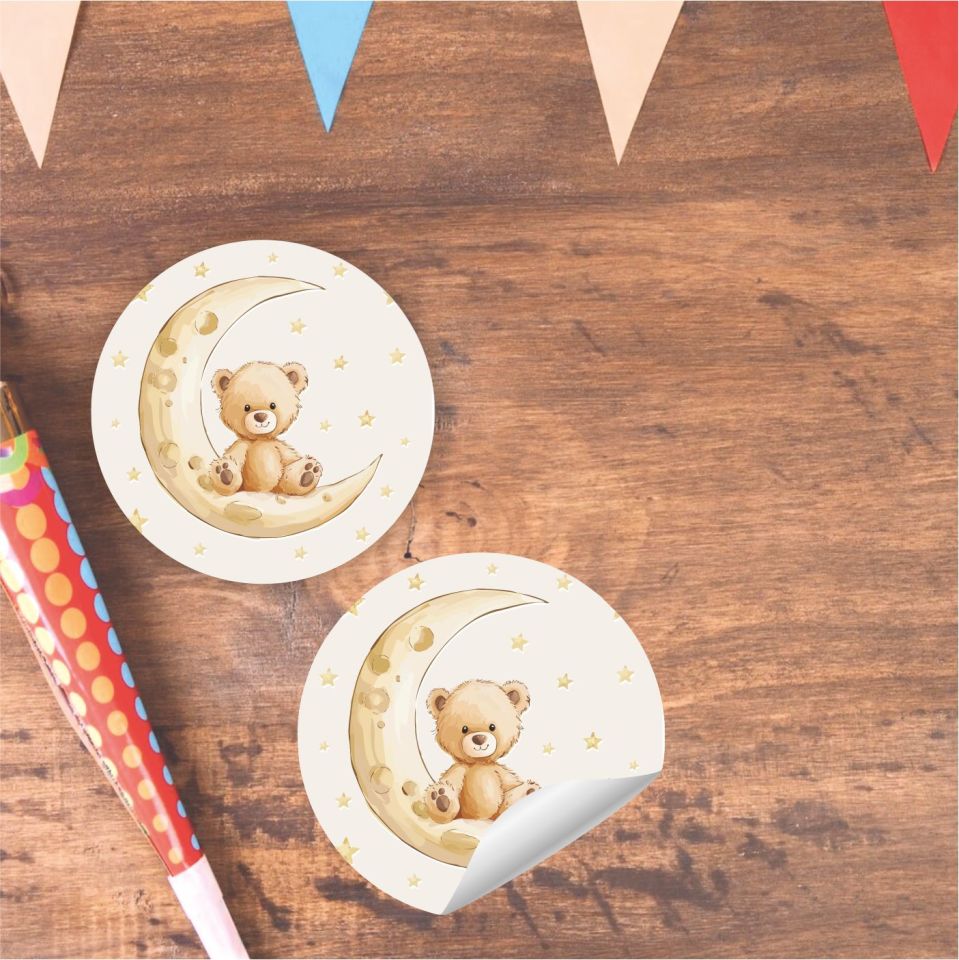 Ayıcık Temalı Yuvarlak Etiket