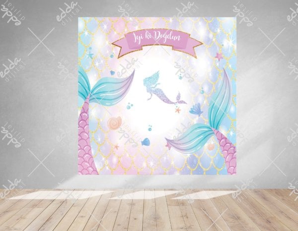 Deniz Kızı Temalı Doğum Günü Afişi