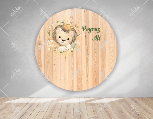 Safari Temalı Aslanlı Doğum Günü Afişi