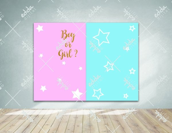 Baby Shower  Mavi ve Pembe Kare Afiş