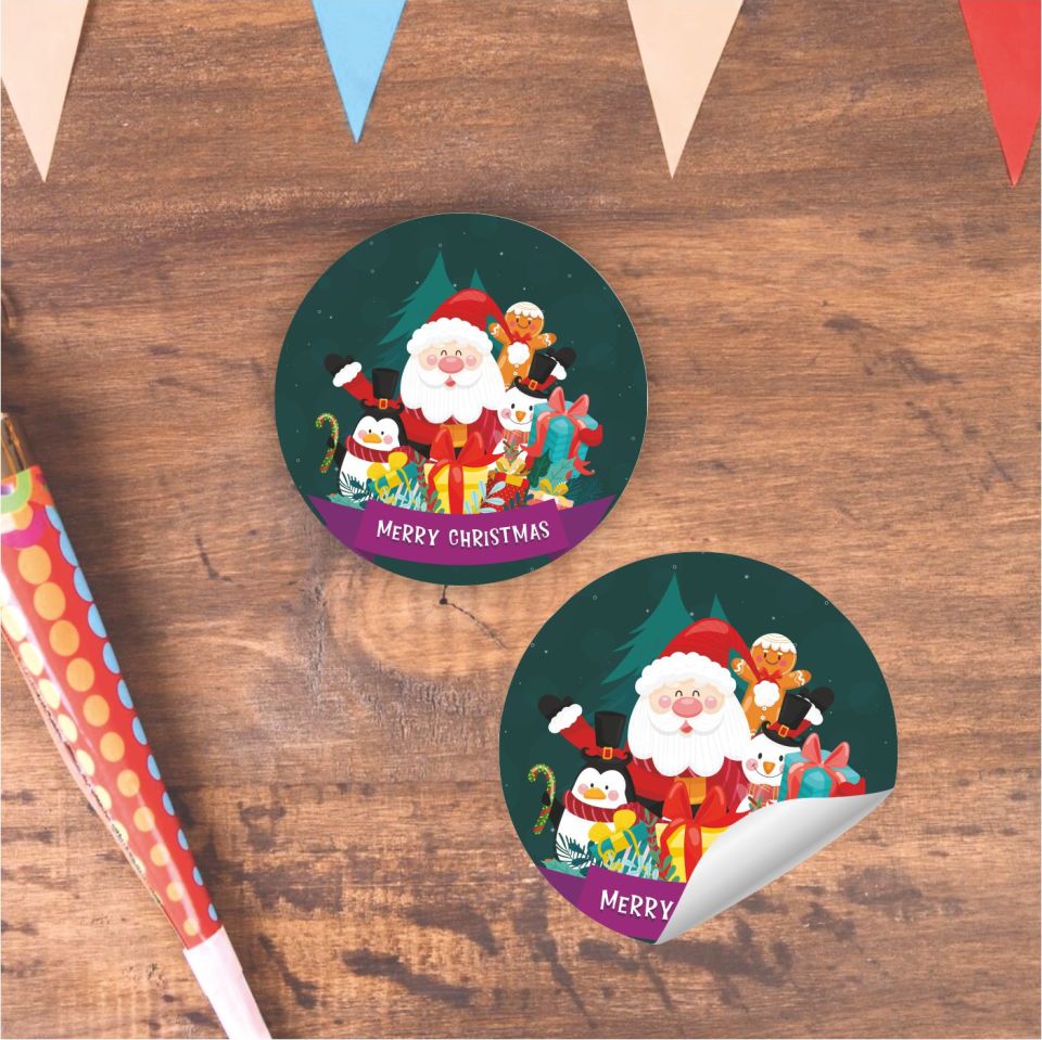 Yılbaşı Temalı Yuvarlak Etiket