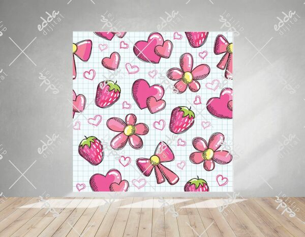 Çilek Temalı Çiçekli Baby Shower Afiş