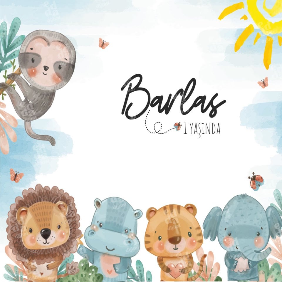 Safari Temalı Doğum Günü Afişi