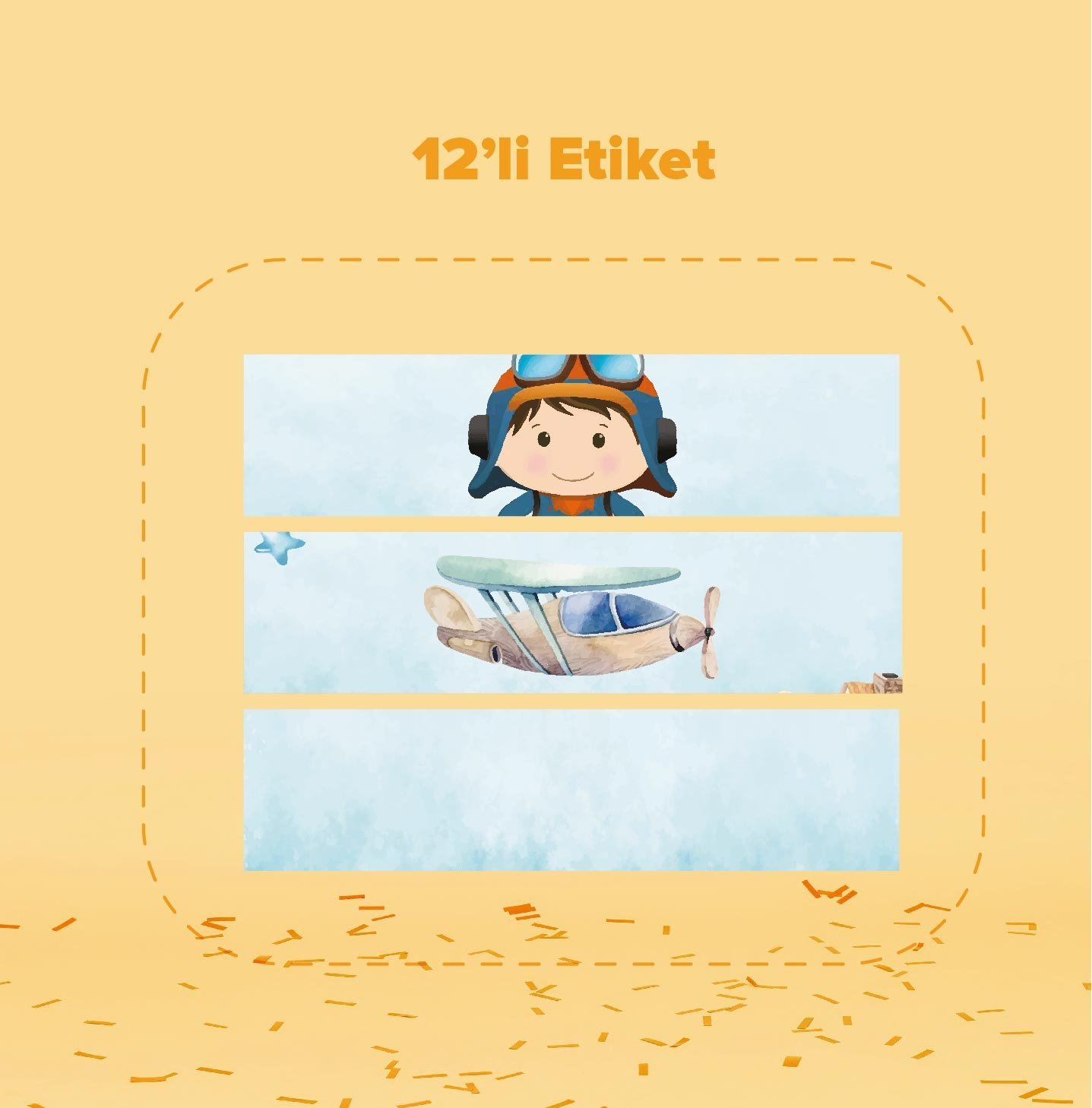 Pilot Temalı Su Şişesi Etiketi