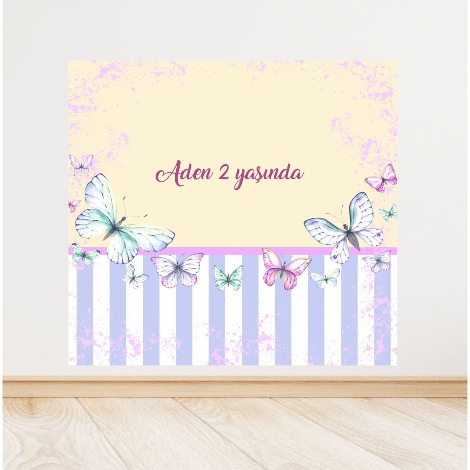 Kelebek Temalı Doğum Günü Afiş