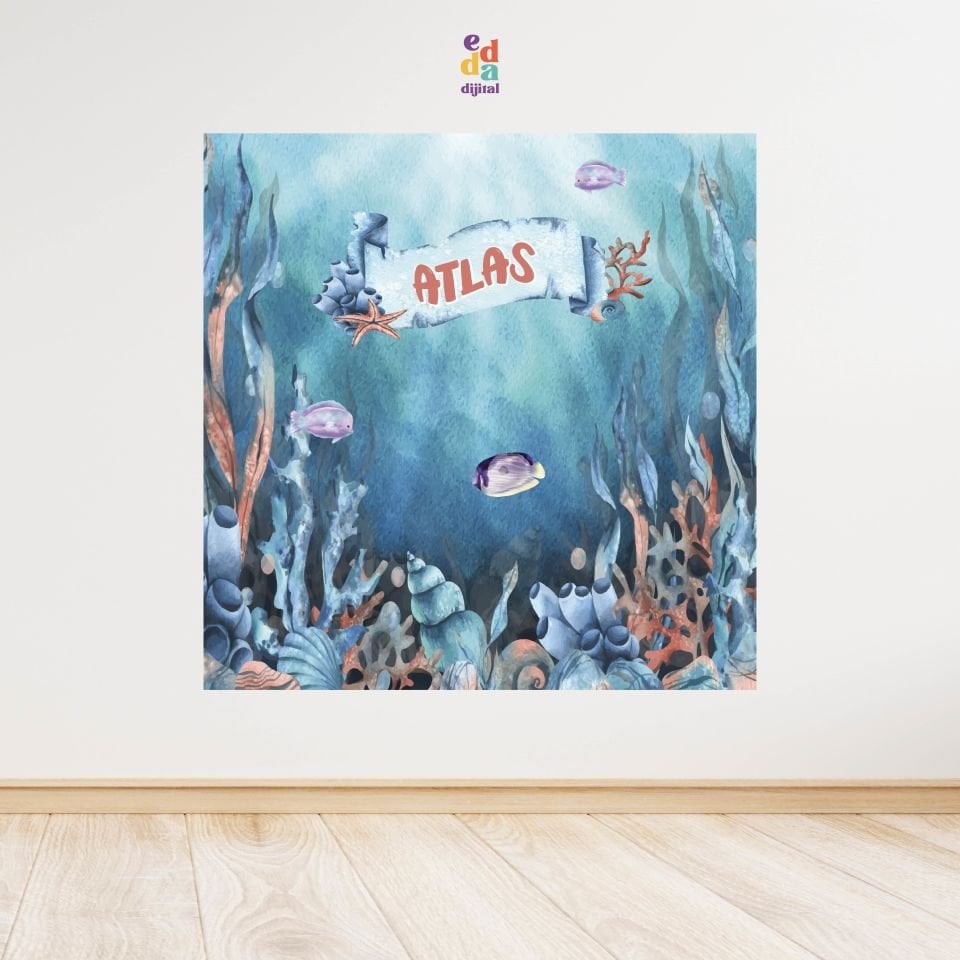 Denizaltı Temalı Doğum Günü Afişi