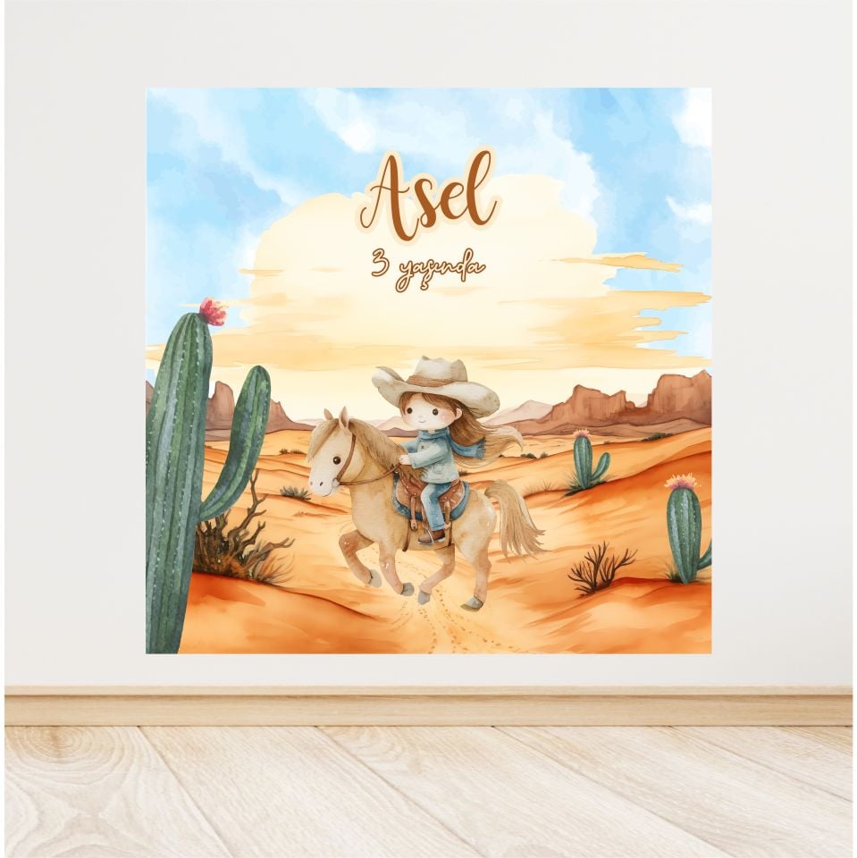 Kovboy Temalı Doğum Günü Afiş