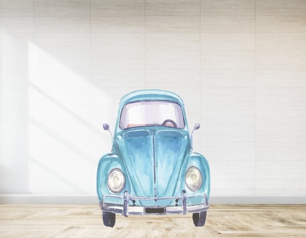 Mavi Araba Baby Shower İçin Ayaklı Pano