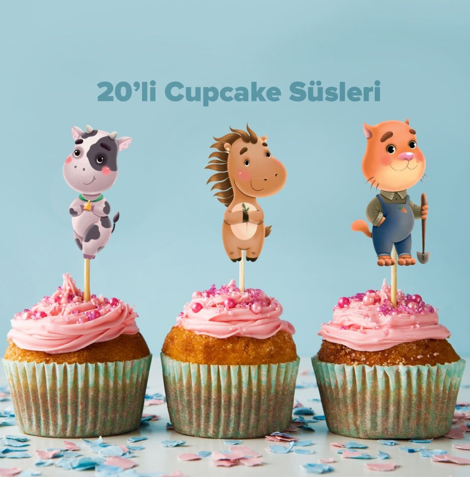 Çiftlik Konseptli Cupcake Süsü