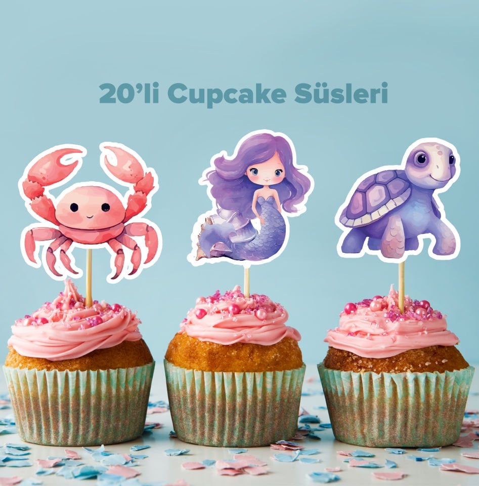 Deniz Kızı Konseptli Cupcake Süsü
