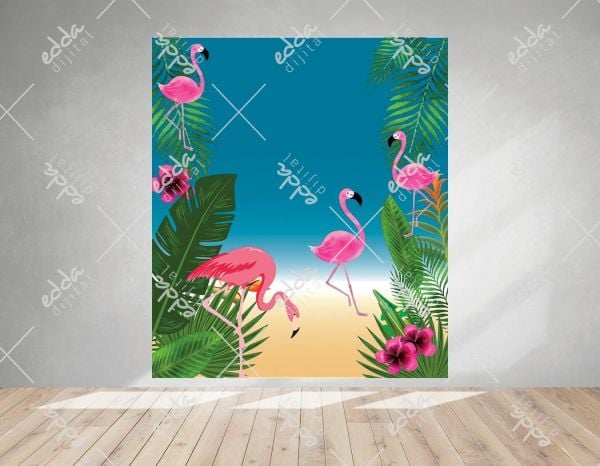 Flamingo Konsept Kare  Doğum Günü Afişi