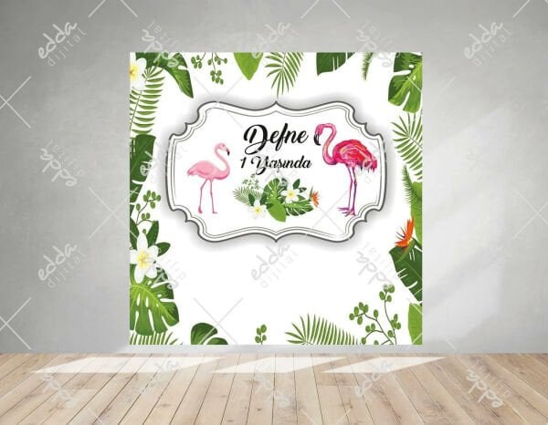 Flamingo Baskılı Doğum Günü Afişi