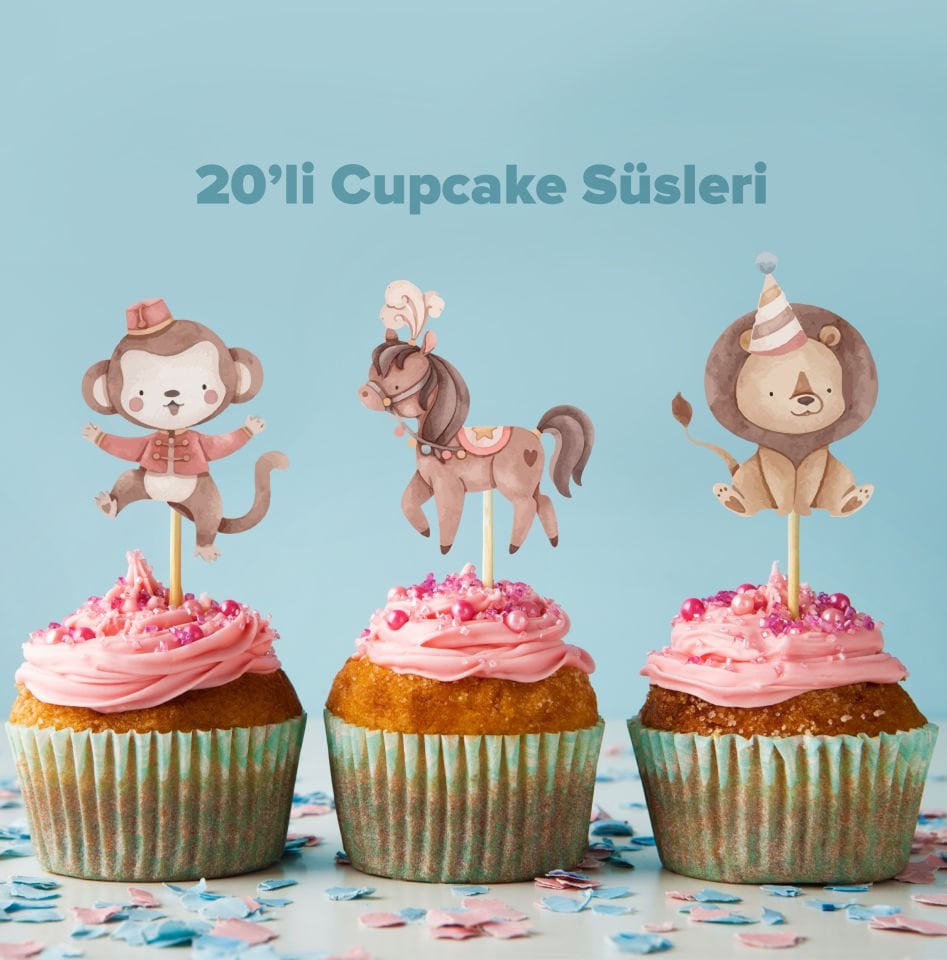 Sirk Konseptli Cupcake Süsü
