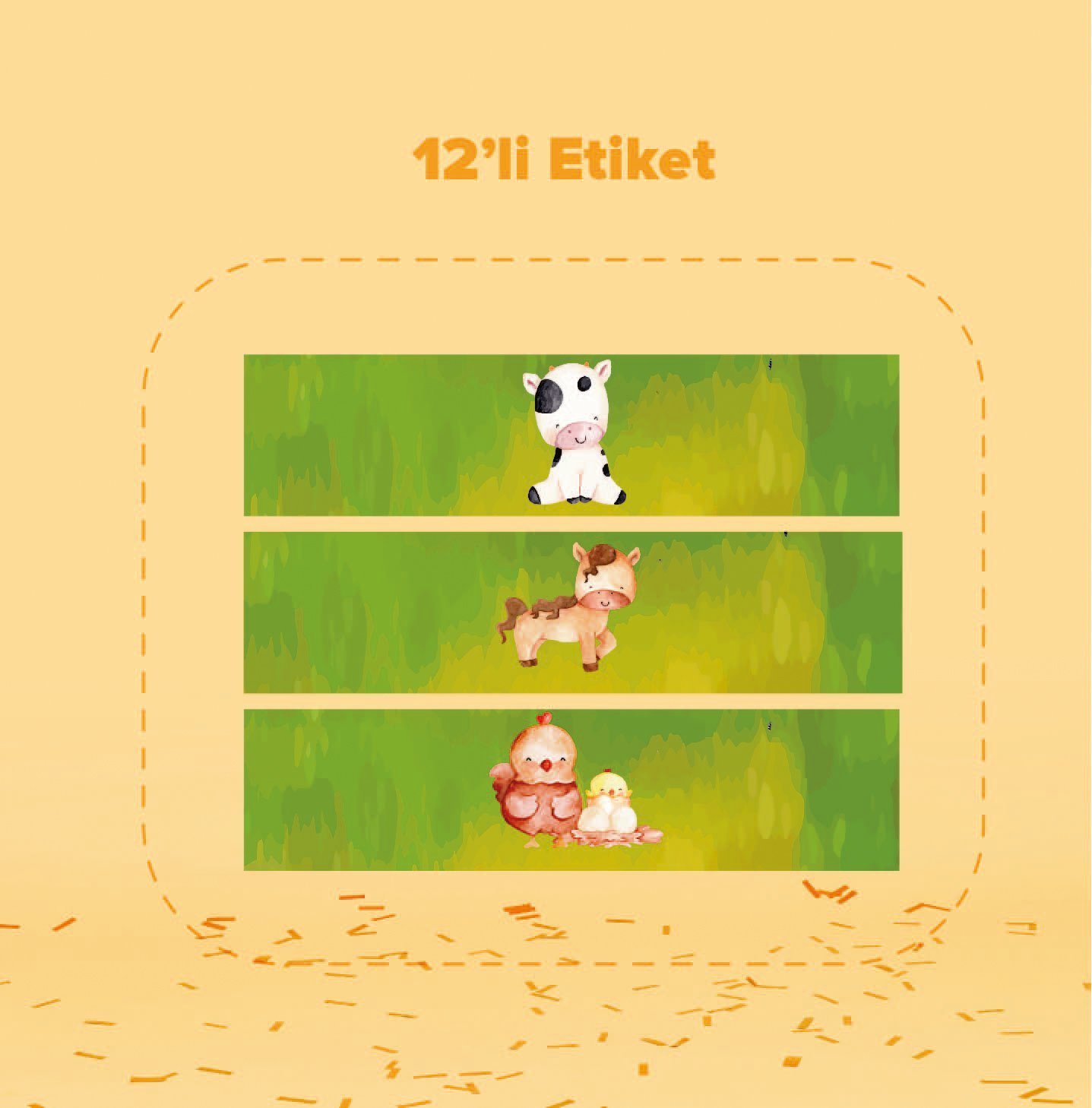 Farm Temalı Su Şişesi Etiketi