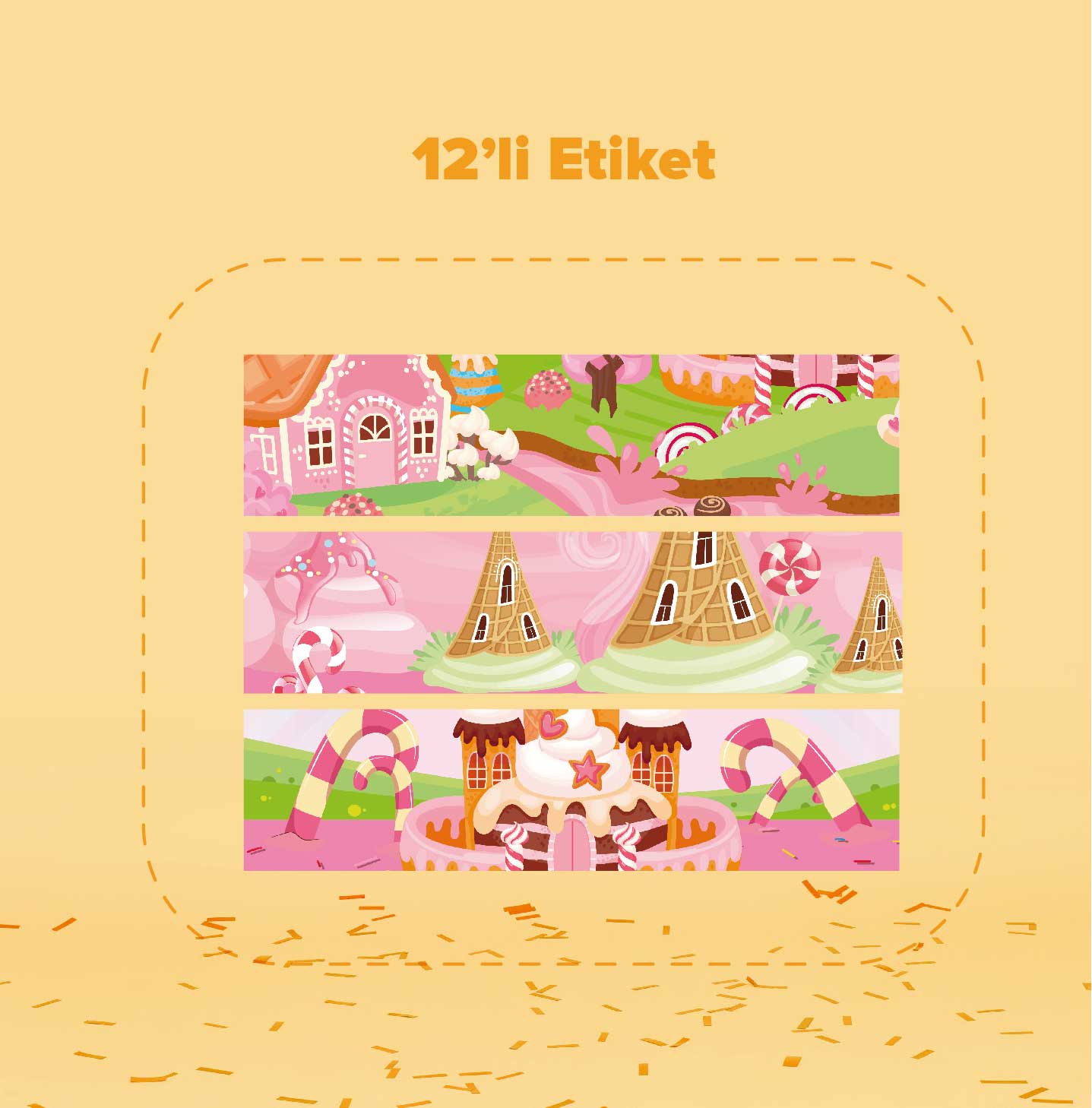 Dessert World Temalı Su Şişesi Etiketi