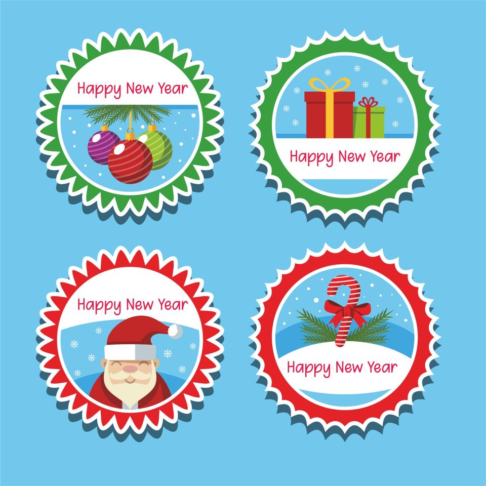 Yılbaşı Temalı Yuvarlak Etiket