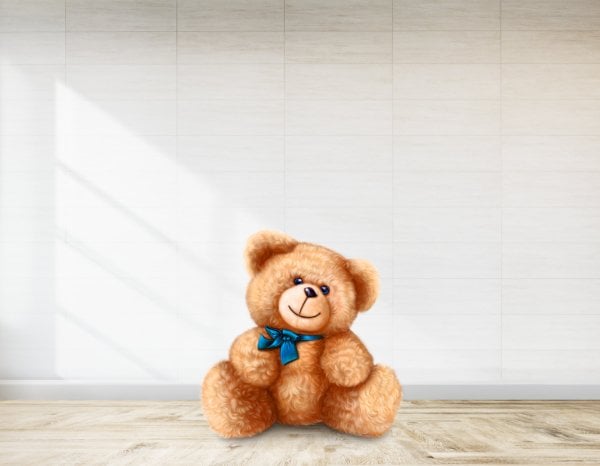 Mavi Papyonlu Ayıcık Baby Shower İçin Ayaklı Pano