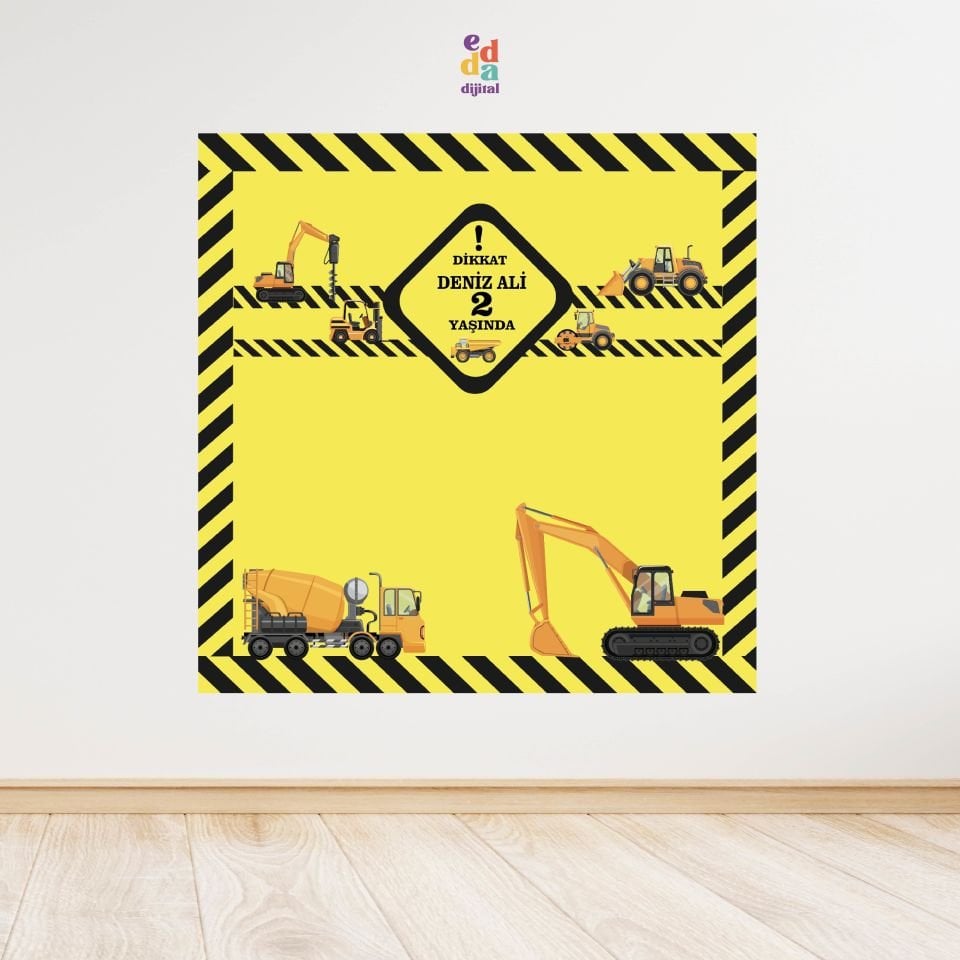 İnşaat Temalı Doğum Günü Afişi