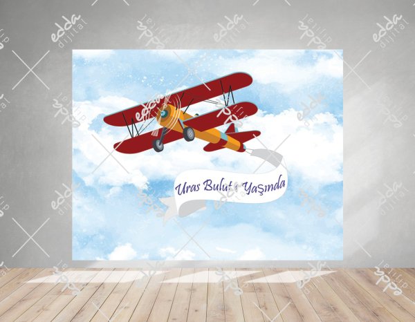 Uçak Temalı Doğum Günü Afişi