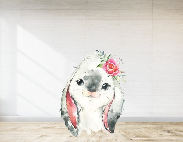 Çiçekli Tavşan Baby Shower İçin Ayaklı Pano