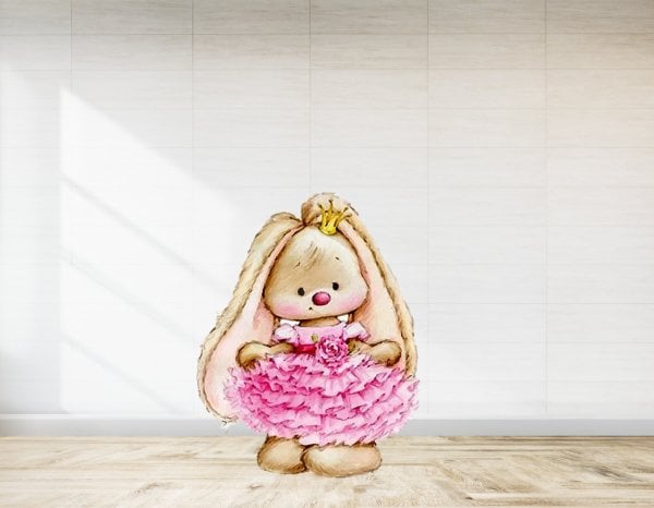 Pembe Elbiseli Tavşan Temalı Baby Shower Ayaklı Pano