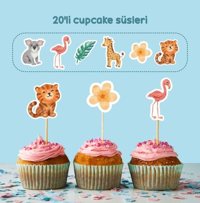 Safari Konseptli Cupcake Süsü