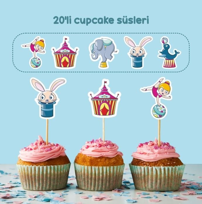 Sirk Konseptli Cupcake Süsü