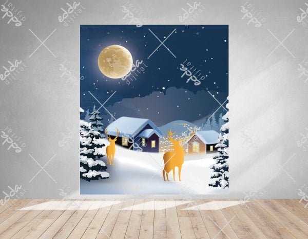 Kış Konsepti Gece Temalı  Afiş