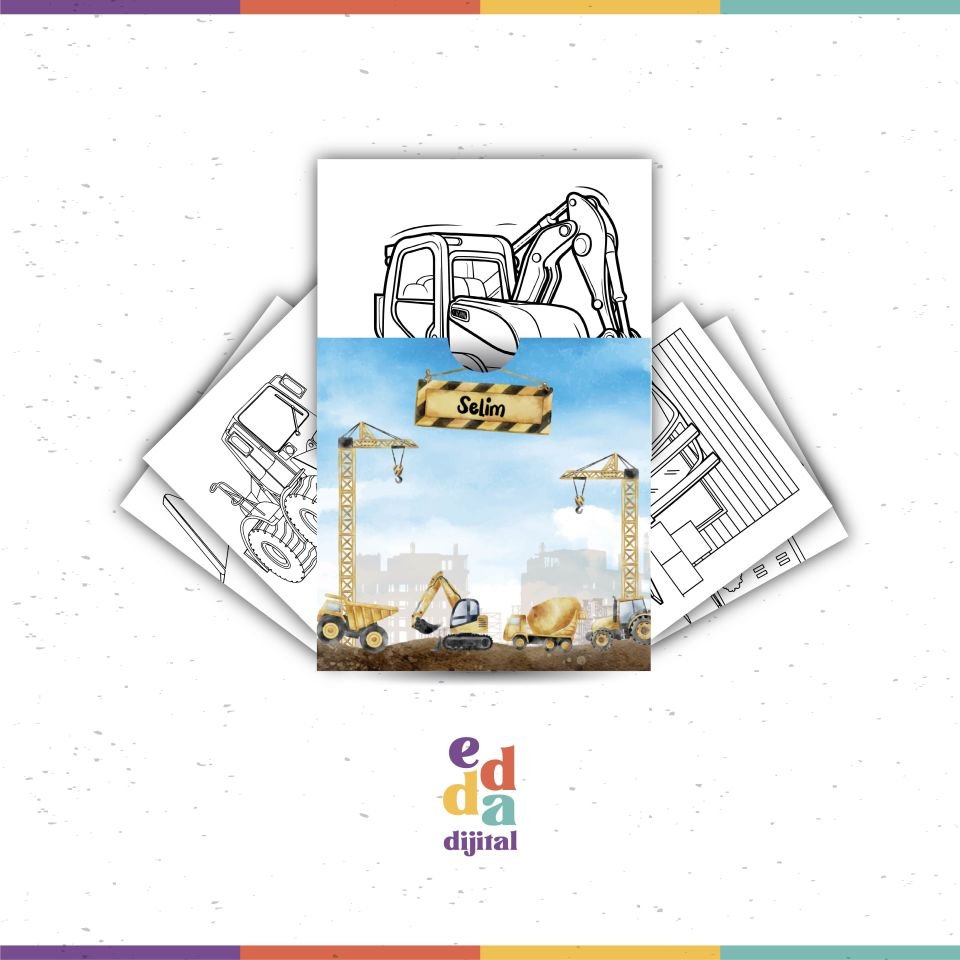İnşaat Temalı Boyama Kartları