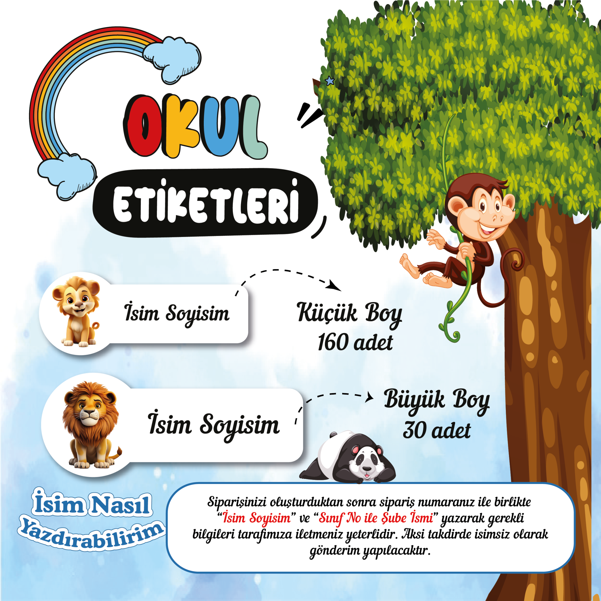 Safari Temalı Okul Etiketleri