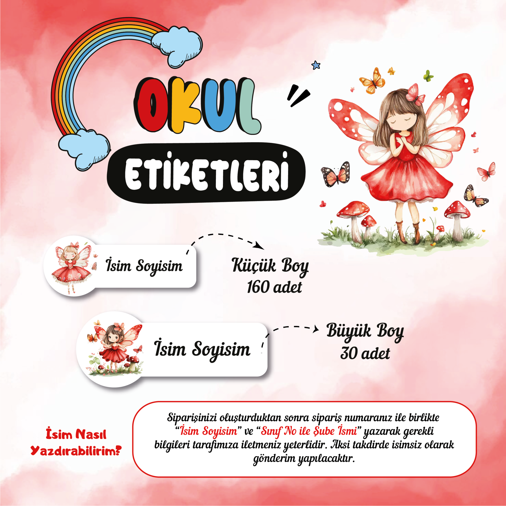 Peri Temalı Okul Etiketleri
