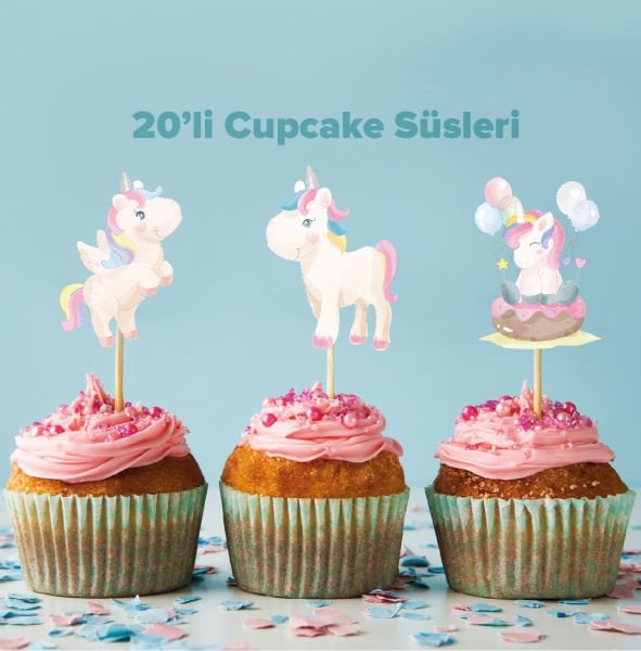 Unicorn Konseptli Cupcake Süsü