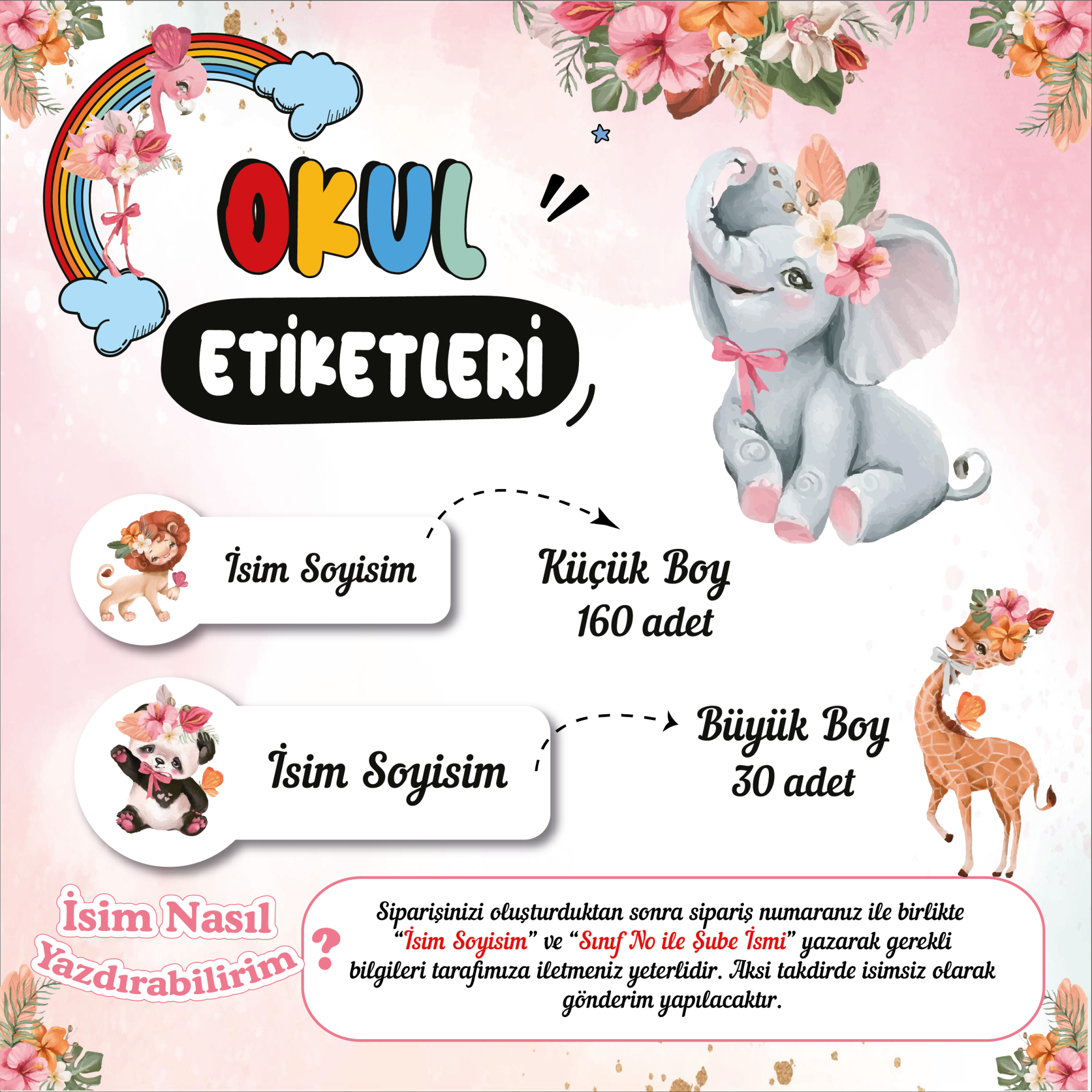 Safari Temalı Okul Etiketleri