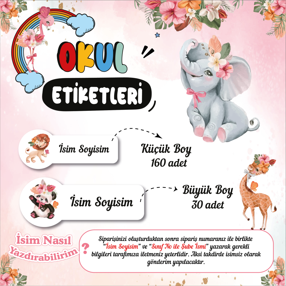 Safari Temalı Okul Etiketleri