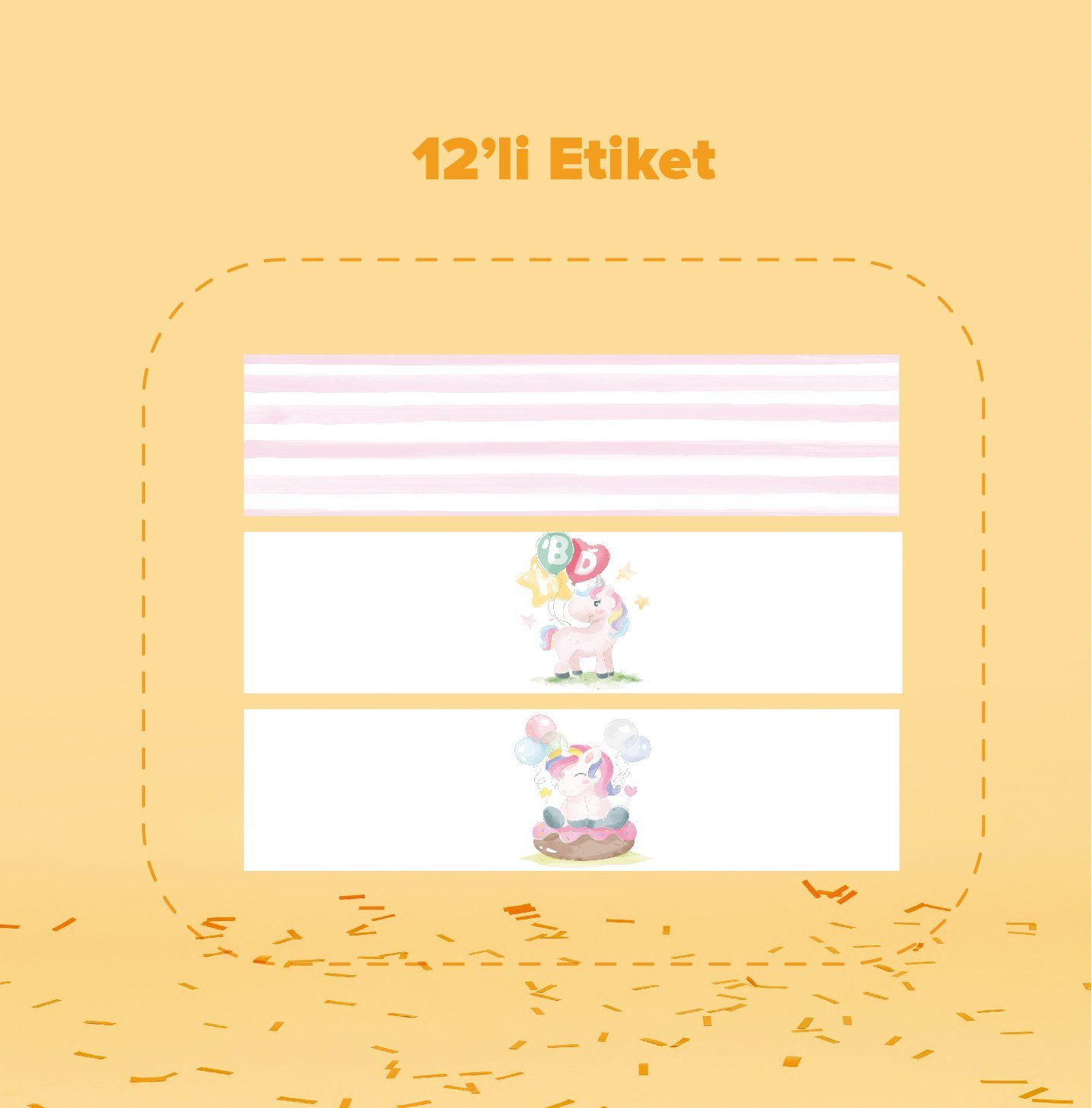 Unicorn Temalı Su Şişesi Etiketi