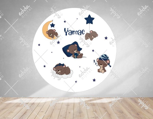 Ayıcık ve Yıldız Temalı Baby Shower Afişi