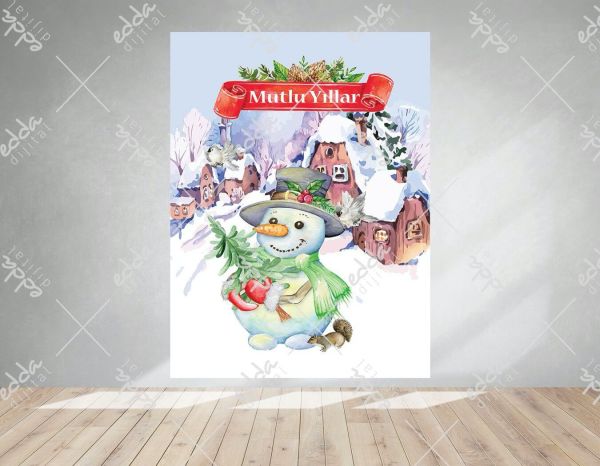 Kardam Adam Temalı Kış Konsepti Parti Afişi